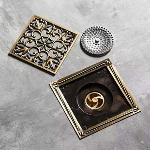 全铜欧式 超大15厘米阳台户外复古防虫地漏 防臭地漏大面板15x15cm