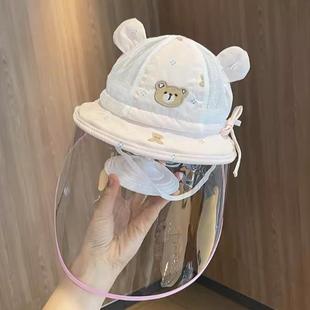 春秋季新生婴儿防护帽面罩外出宝宝防飞沫初生幼儿防疫帽子小月龄