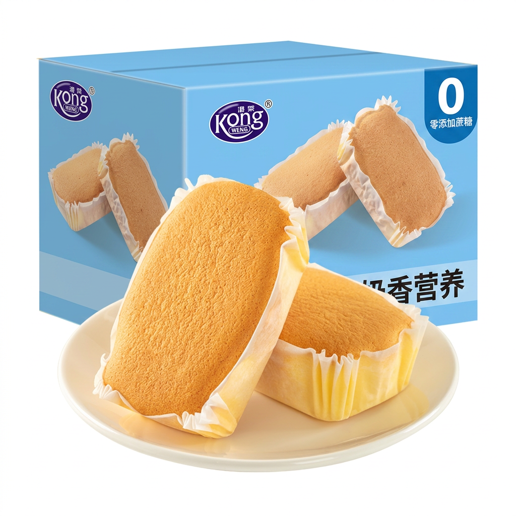 港荣蒸蛋糕无蔗糖奶香早餐面包整箱营养健康糕点零食代餐小吃食品