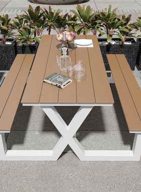 场户外连体桌椅组合简约聚餐厅广一体酒桌子室外露天KK202404烧烤