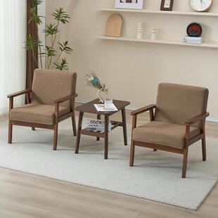 覆古实木沙发椅咖啡厅酒店民宿阳台喝茶休闲区接待室洽谈桌椅组合