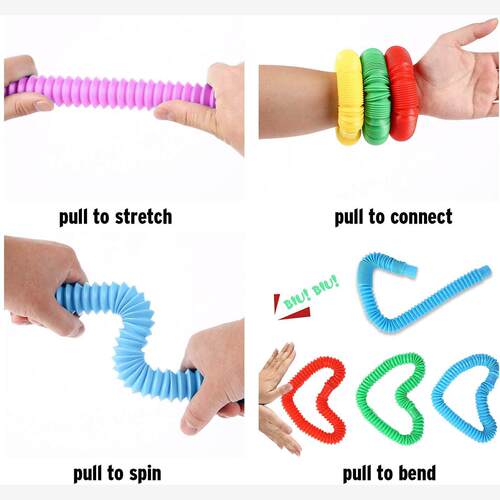 16pcs Pipe Fun Pull Push tube Pop It fidget toy玩具饮管吸管