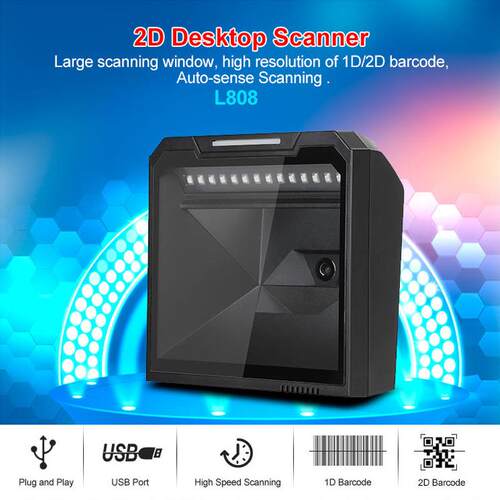 L808百万像素二维扫码平台高速台式条码扫描器商超收银支付扫码盒