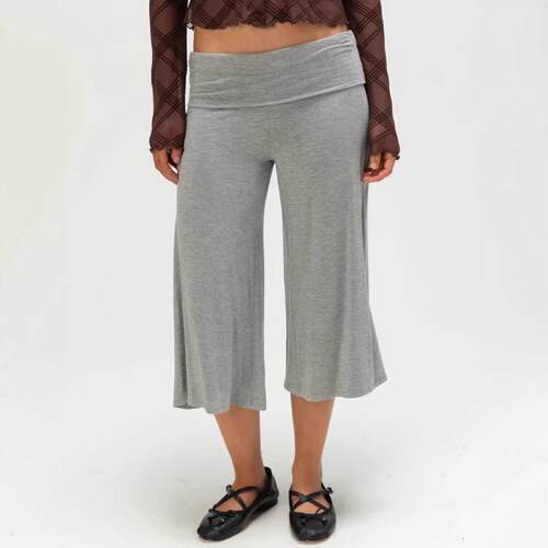 Women Draping Cuffed Striped Seven Point Leg Pants Stretch