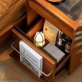 胶木实木床头物柜 复古卧置柜移橡动收纳小户型中古超窄室床边柜