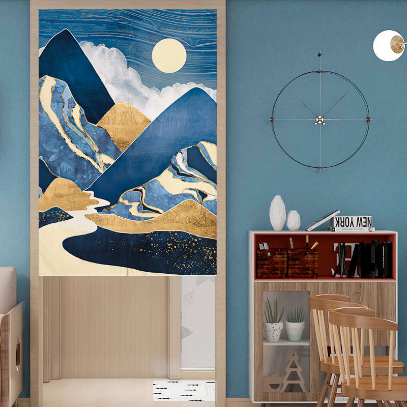 门帘家用布艺卧室隔断帘卫生间遮挡帘厕所半帘厨房装饰免打孔帘子