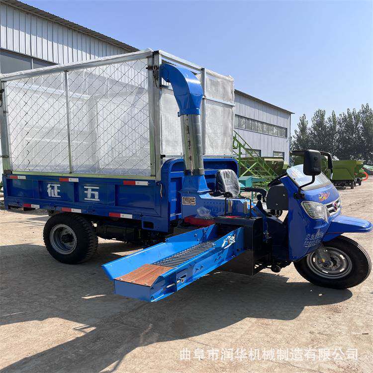 柴油28马力三轮铡草车搭载8吨高喷自动进料青贮铡草机铡草揉碎机