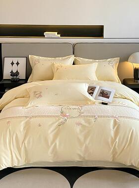 新套款纯棉贡缎绣花工艺.全棉四件套1.直GTB5M/18M床单款四件工厂