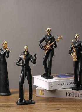 乐器音乐家人物摆件样板间抽象艺术装饰品高级感乐队工艺品小礼物