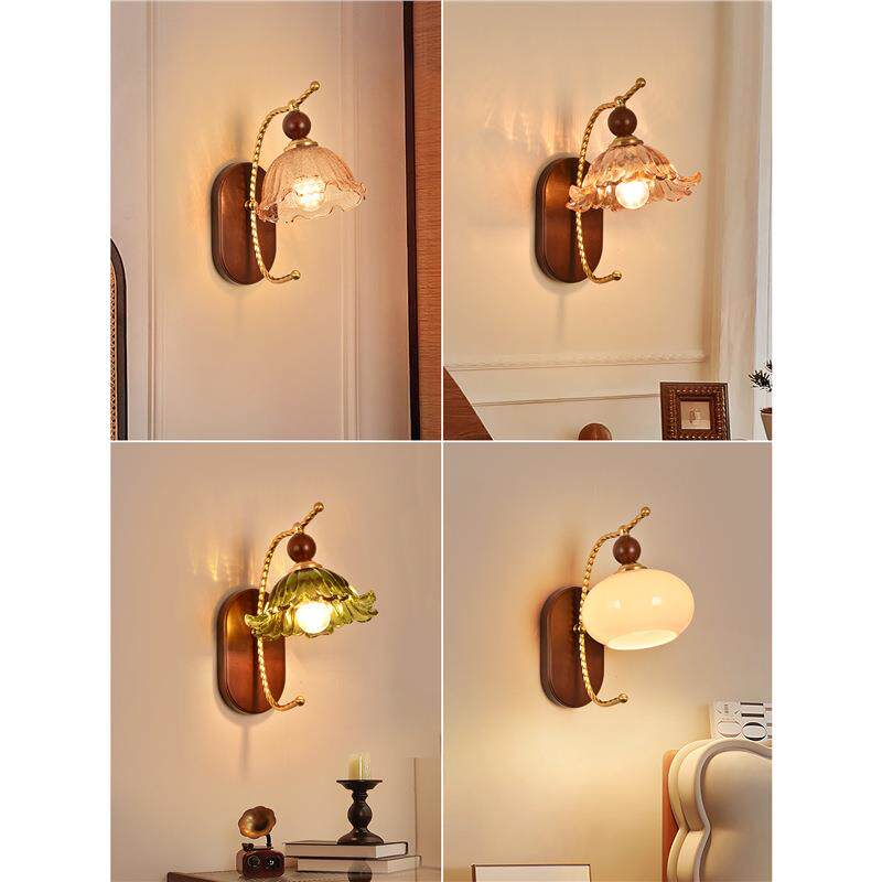 壁灯中古风新款简约创意中式复古卧室床头灯客厅过道楼梯灯具P271