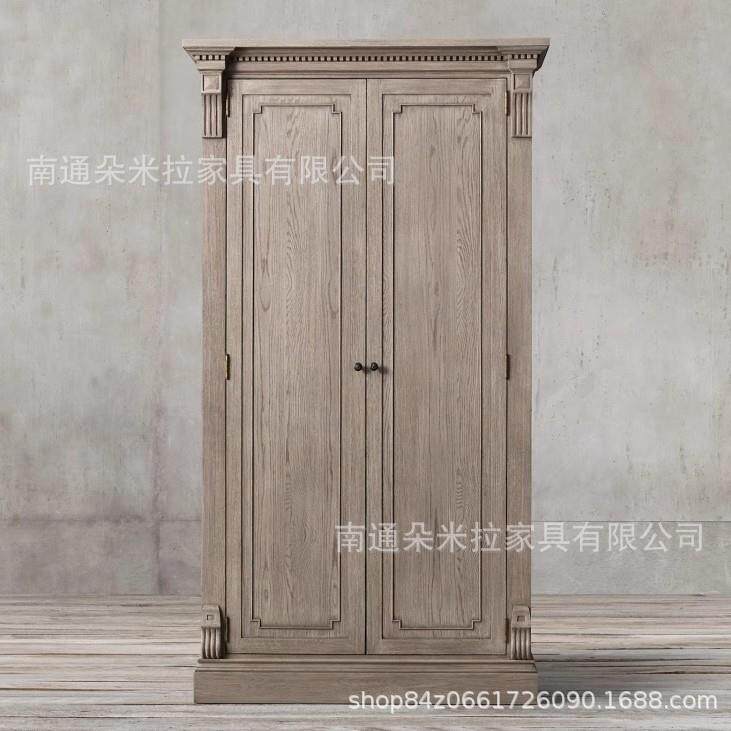 美式复古实木书柜带玻璃门实木双开门门餐边柜法式高端展示柜