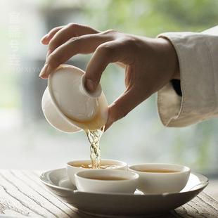 单个陶瓷茶碗60ml简约德化白瓷小盖碗薄胎猪油白迷你三才茶杯单人