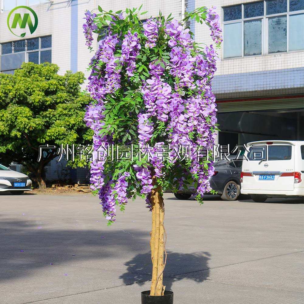 商场装饰仿真紫藤花树盆栽 仿真花树大型落地装饰摆件仿真豆花树