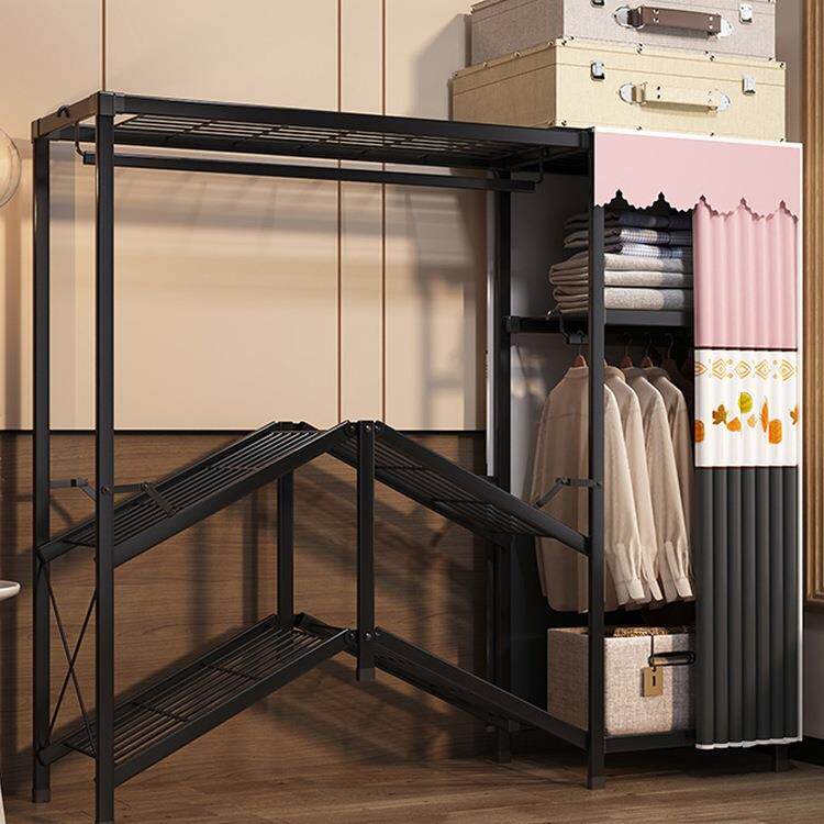 折叠简易衣柜家用卧室免安装布衣橱出租房用全钢架结实耐用小户w&