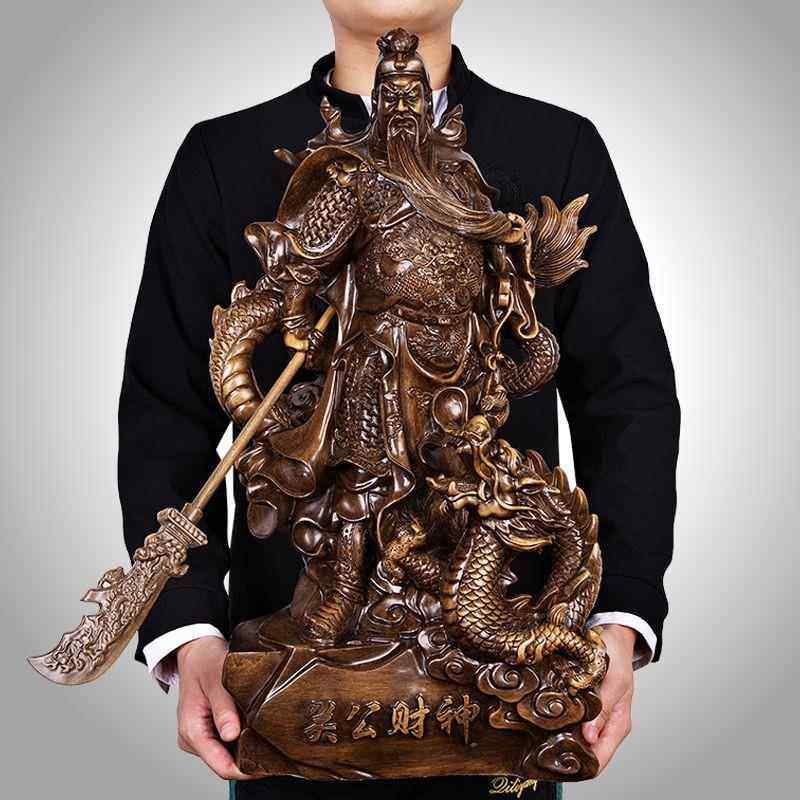 招财关公摆件关二爷佛像横刀大刀关羽武财神爷工艺礼品摆饰开业礼