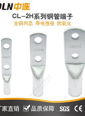 中连CL-2H国标紫铜双孔铜接线端子CL双孔铜鼻子酸洗镀锡双眼铜线