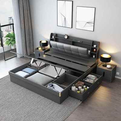 动高箱储物床1.8米1.2m1.5主卧气小UZH户收型纳板式现代简人约双