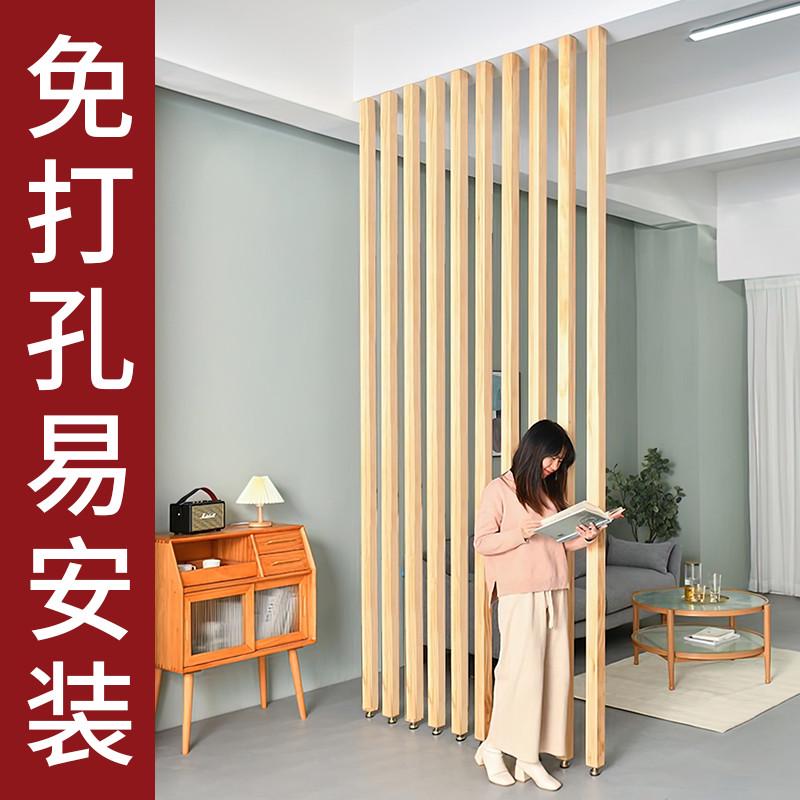 木纹铝合金方管铝方通隔断立柱竖条屏风栅栏玄关客厅办公室铝格