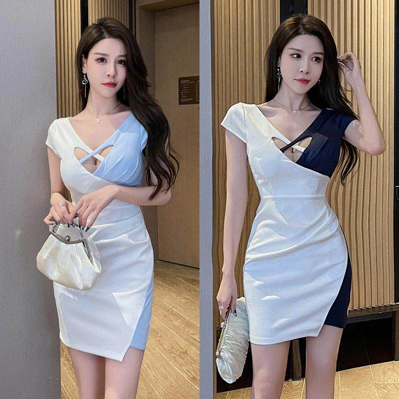性感时尚夜场女装酒店足浴按摩桑拿技师工作服气质修身包臀连衣裙