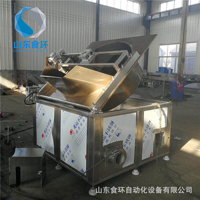 锅巴薄脆翻筐出料油炸机 加厚不锈钢方形油炸锅 江米条油炸机