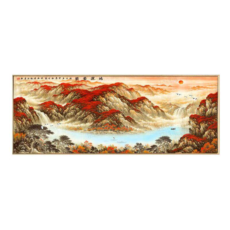 新中式九鱼图大尺寸装饰画沙发背景画墙字画酒店走廊墙壁挂画