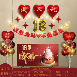 成人礼生日布置男生女生18岁生日快乐派对发光气球背景墙装饰布置