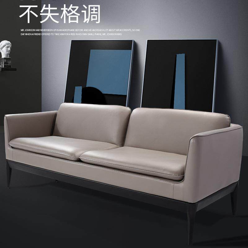 办公沙发简约三人位小型简约现代商务会客办公室西皮沙发茶几组合