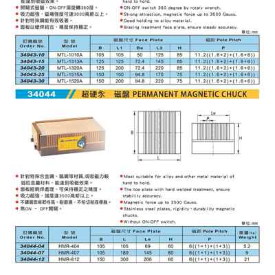 超硬磁盘吸盘强力永磁吸盘34044HMR-404/407/612