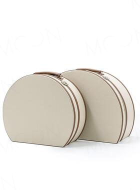 月亮空间样板房咖啡色半月收纳盒衣帽间装饰收纳盒饰品展厅陈列