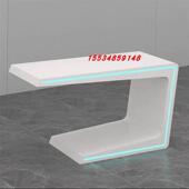 烤漆展示台中岛柜圆形异形发光展台科技馆公司展厅产品展示柜定制