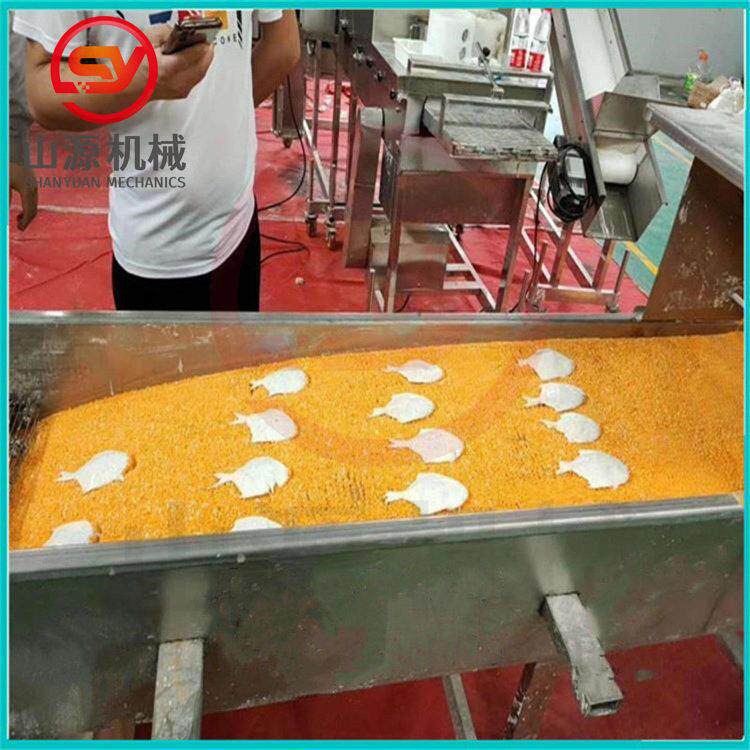 山源上糠机 加工生产小型全自动食品裹糠机 鱼饼鸡排面包糠设备