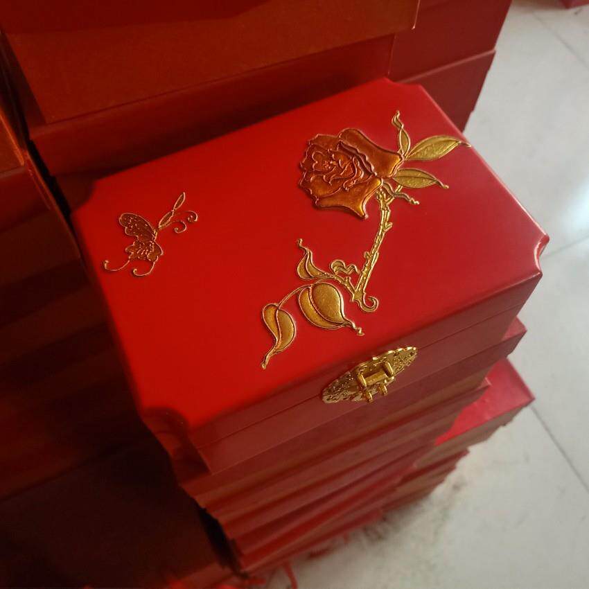 山西漆器八角木盒 贴金彩绘堆漆工艺收纳盒 推光漆器情人节首饰盒