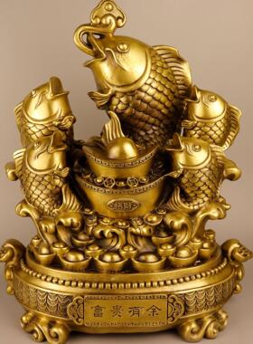 铜鱼聚宝盆 铜富贵有余 铜工艺品摆件厂家