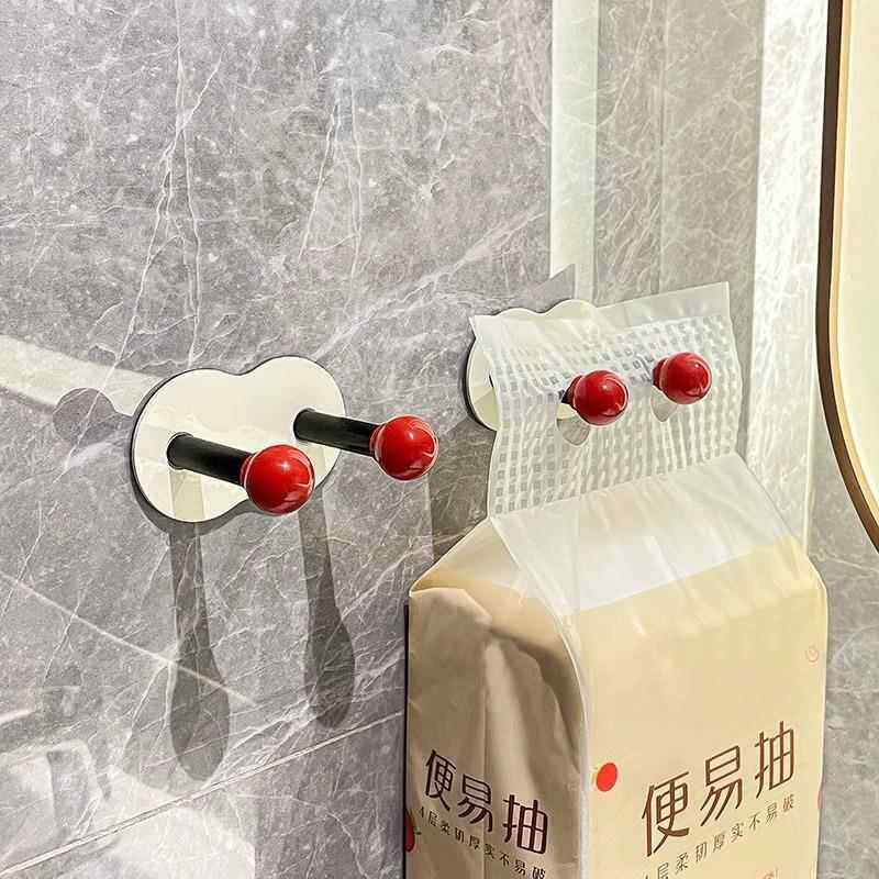 悬挂式抽纸挂钩卫生间免打孔手纸洗脸巾壁挂式纸巾架厕纸收纳挂架
