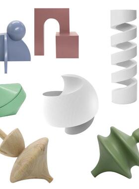 简约现代几何桌面摆件样板间客厅茶几装饰柜书柜家居软装饰品摆设