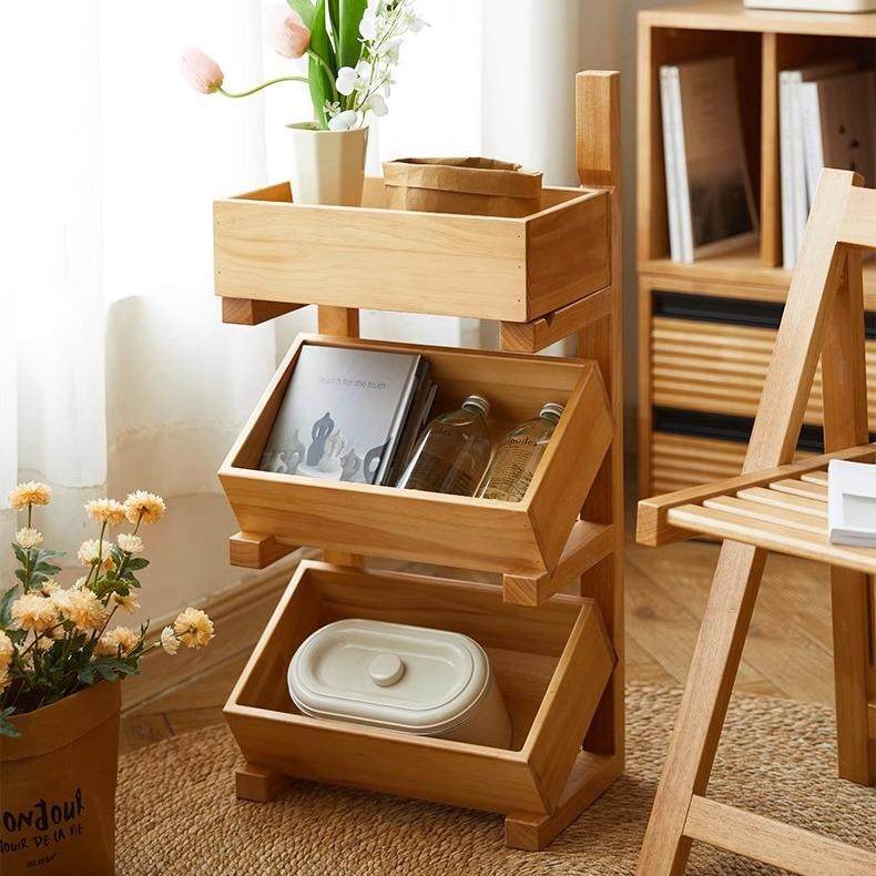 实木果蔬置物架多层收纳客厅中古风木制水果架餐厅厨房蔬菜收纳篮,收纳整理,书桌收纳置物架,淘宝优惠券,粉丝福利购,淘宝优惠卷