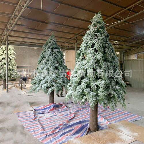 河南仿真雪松树雪松枝户外装饰仿真圣诞树各种植绒雪松枝