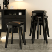 无靠背餐椅可堆叠软包椅子家用凳子北欧轻奢高级感网红实木梳妆凳