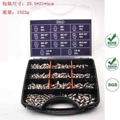 QP198热销黄油嘴套装300pcs