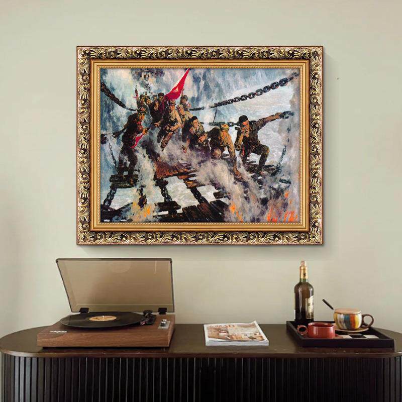 红军长征油画飞夺泸定桥装饰画历史画老画壁画办公室革命素材挂画