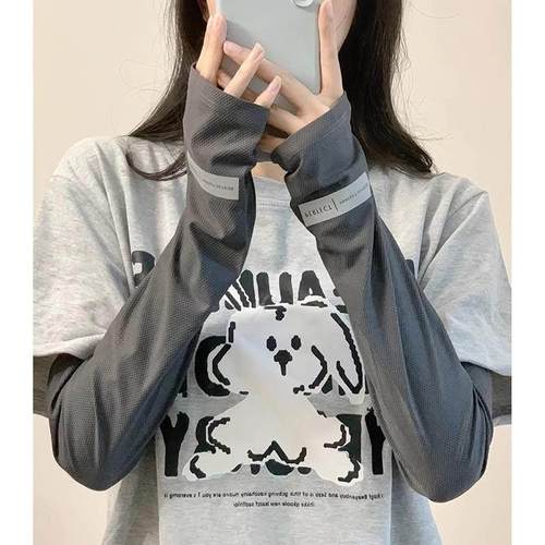 日本进口防晒冰袖女夏季防紫外线冰丝薄款透气袖套骑行开车宽松袖