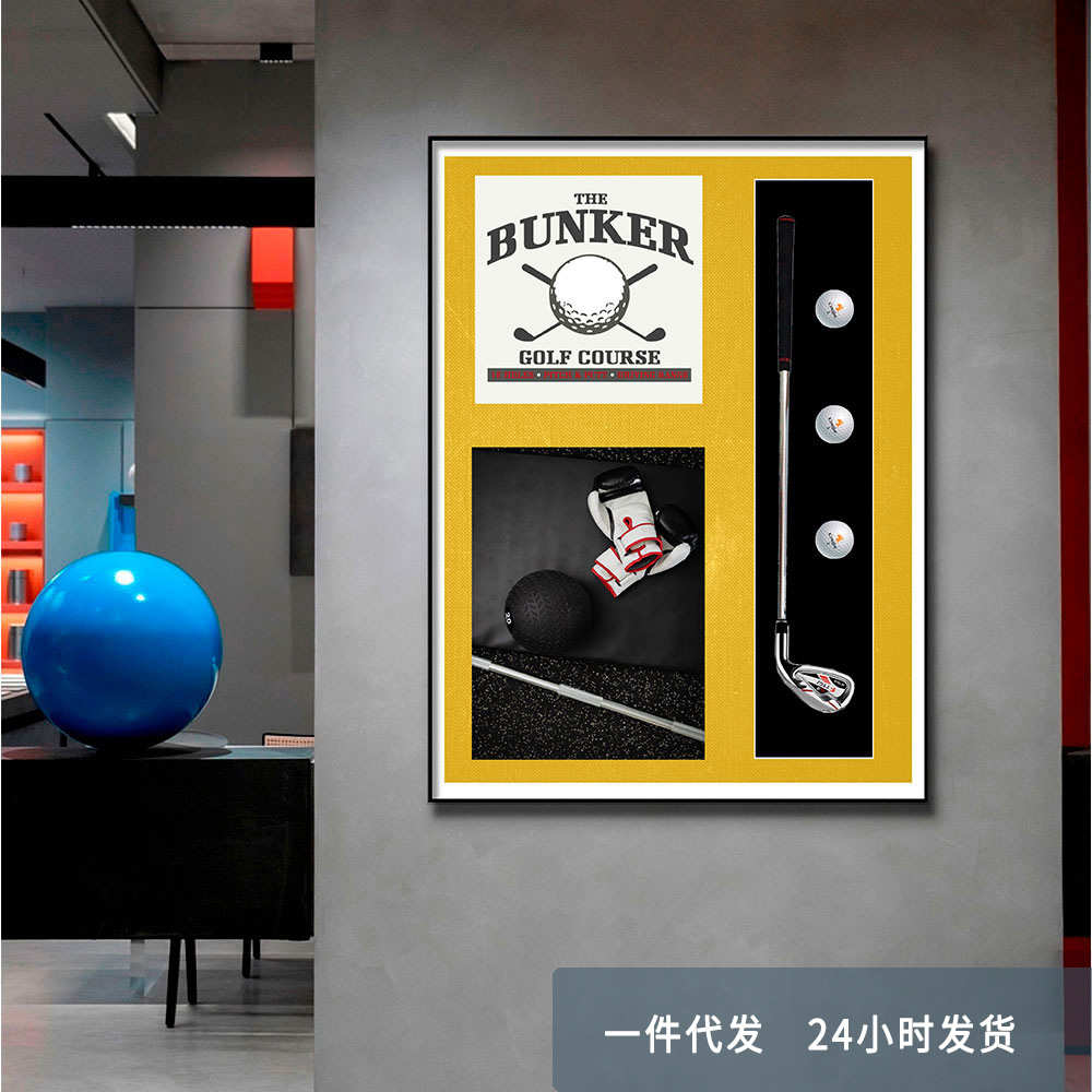 高尔夫球挂画客厅装饰画沙发背景墙实物画玄关过道壁画俱乐部挂画