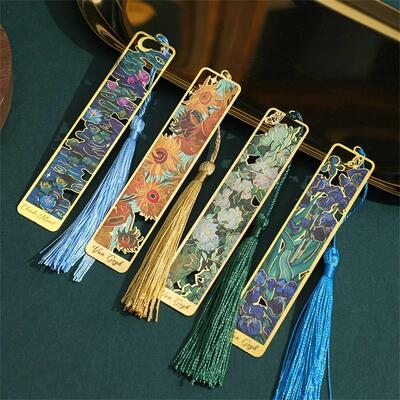 4 Colors Metal Sunflower Hollow Bookmark Chinese Style Creat