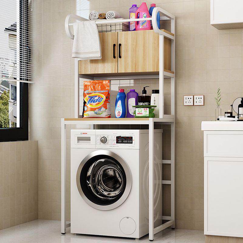 洗衣机置物架卫生间落地滚筒上方带柜收纳架子浴室阳台翻盖储物架