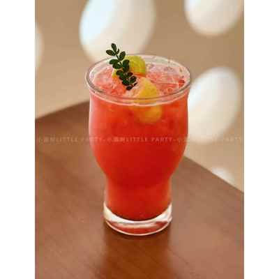 ins风网红宽口玻璃杯果汁杯冰美式咖啡杯大容量饮料杯啤酒杯子