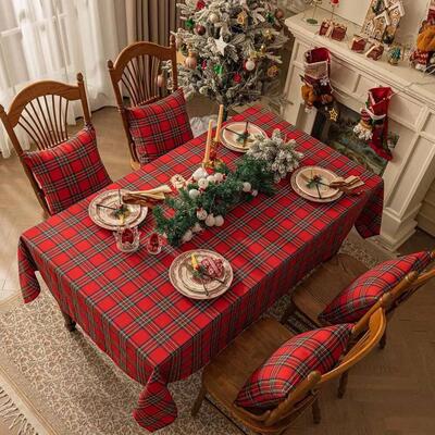 Plaid Tablecloth Xmas Christmas Red Green Rectangle Party Ta