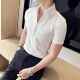 V领短袖 衬衫 男夏季 泡泡纱冰丝薄款 商务休闲百搭潮流修身 英伦0130r