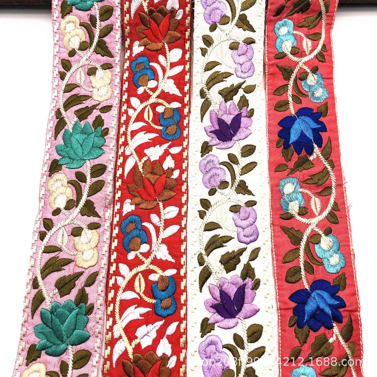 复古中国风民族绣花条码 4色刺绣服装辅料箱包条码花边 厂家批发