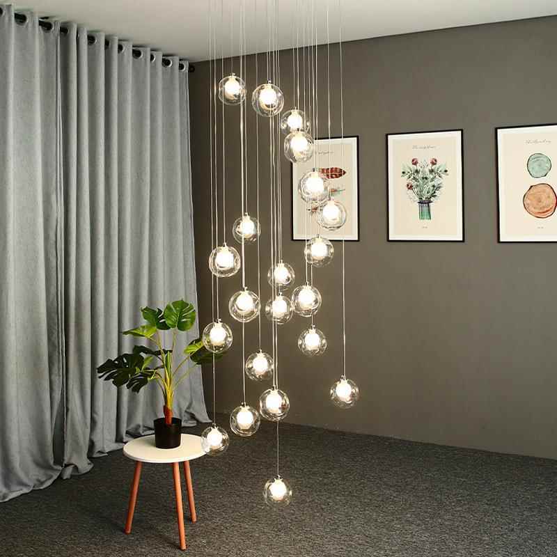 现代简约北欧客吊厅灯复式楼梯间长吊灯旋转楼梯间灯具橱窗灯具