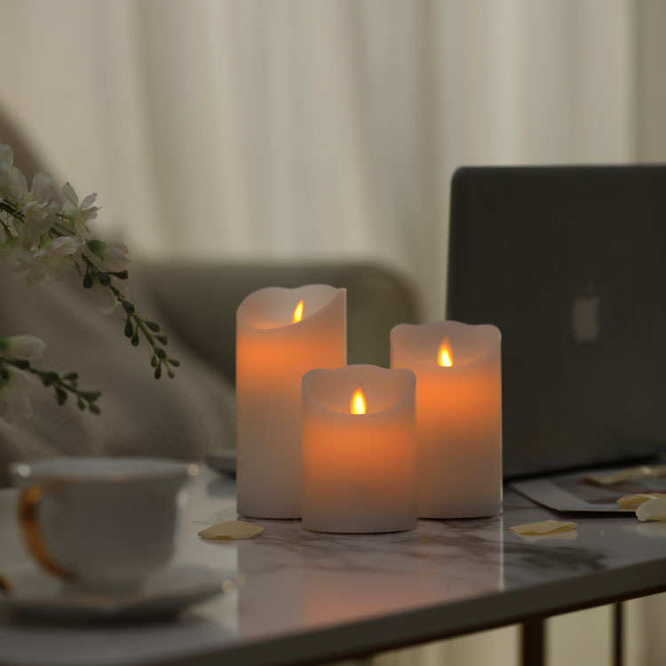 石蜡材质LED无烟电子蜡烛灯 仿真蜡烛带遥控三件套 生日节日装饰
